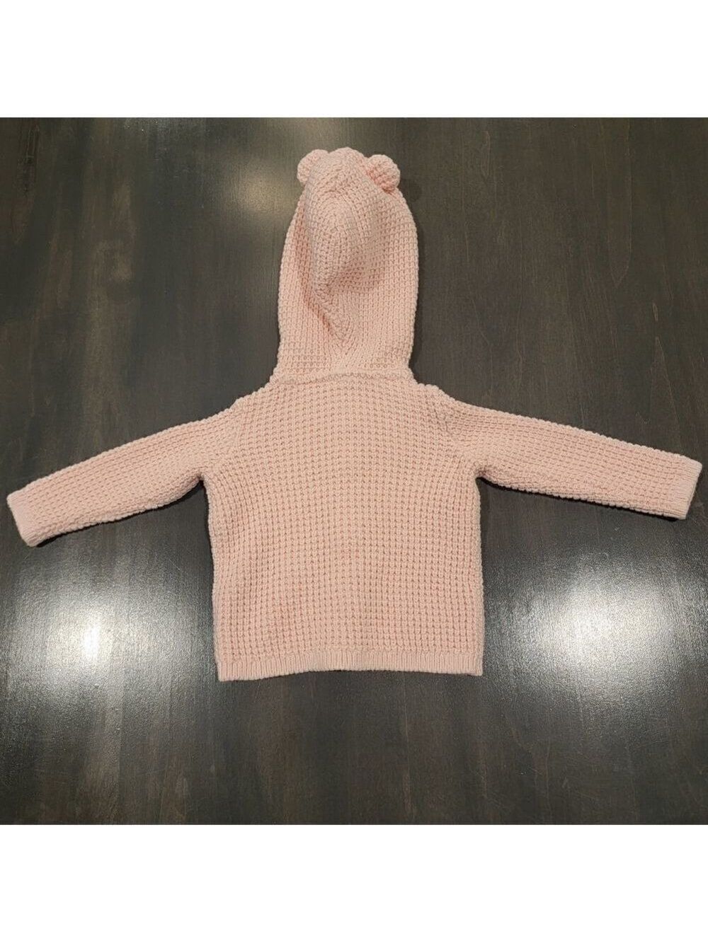 Carter's Infant Girl Pink Hooded Knit Bear Ear Cardigan 3 months - Picture 9 of 9